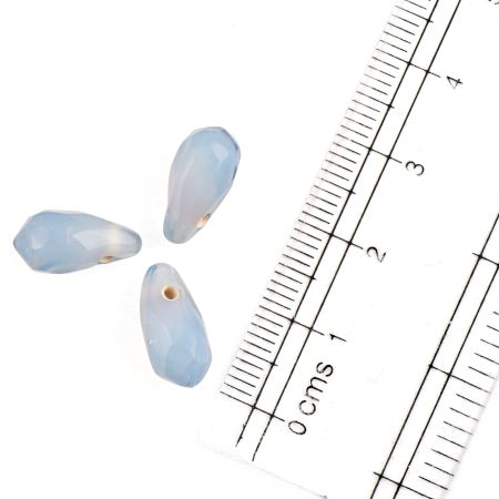 Sky Blue Irregular Briolette Shape Glass Beads For Jewelry Making (12 in Pack)