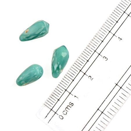 Turquoise Irregular Briolette Shape Glass Beads For Jewelry Making (12 in Pack)
