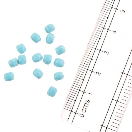 Sky Blue Drum Shape Glass Beads For Jewelry Making (50 in Pack)