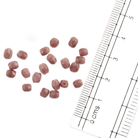 Mauve Drum Shape Glass Beads For Jewelry Making (50 in Pack)