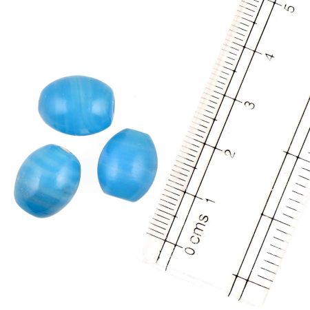 True Blue Glass Beads Egg Shape Loose Spacer Oval Beads For Jewelry Making (12 in Pack)