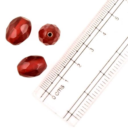Red Glass Beads Egg Shape Loose Spacer Oval Beads For Jewelry Making (12 in Pack)
