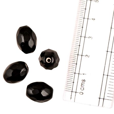 Black Glass Beads Egg Shape Loose Spacer Oval Beads For Jewelry Making (12 in Pack)