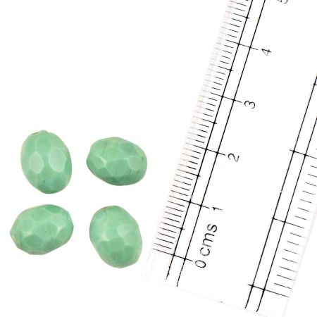 Sea Green Glass Beads Egg Shape Loose Spacer Oval Beads For Jewelry Making (12 in Pack)