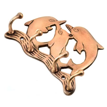 Hand Made Brass Dolphin Key Wall Hanging And Hook Rack