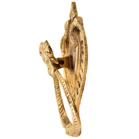Huge Ram Head Two Birds With Ornate Brass Metal Door Knocker Ring