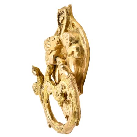 Brass Demon face in Two elephant Trunk And Two Birds Door Knocker