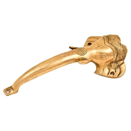 Traditional Brass Elephant Door Handle With A Trident Engraved