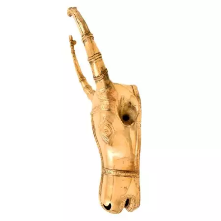 Etnic Indian Solid Brass Nandi Cow Bust Wall Decor