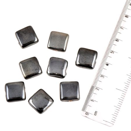 Handmade Grey Frosted Square Shaped Loose Glass Beads For Making Jewelry (12 in Pack)