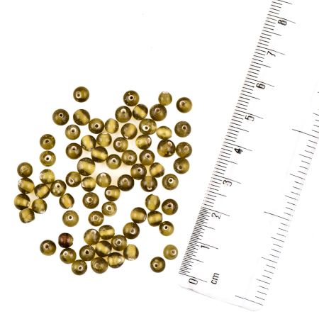 Olive Green Transparent Round Loose Glass Spacer Beads For Making  Jewelry (12 in Pack)