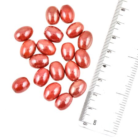 Pink Silver Polish Opaque Glass Beads Egg Shape Loose Spacer (12 in Pack)