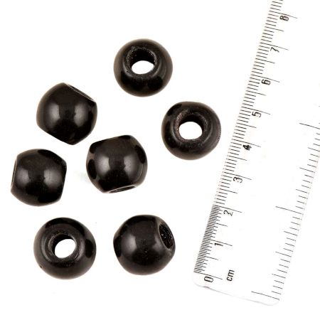 Black Round Donut Shape Loose Glass Beads For Making Jewelry (12 in Pack)