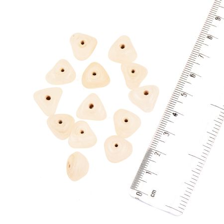 Peach Triangle Shape Opaque Loose Glass Beads For Making Jewelry (12 in Pack)