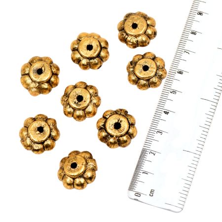 Handmade Golden Flower Spacer Aluminum Metal  Loose JewelryÂ Beads (12 in Pack)
