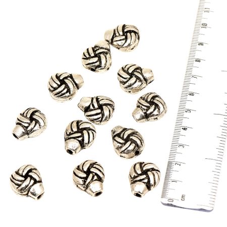 Handmade Loose Silver Twisted Knot Spacer Aluminum Metal  Loose JewelryÂ Beads (5 in Pack)