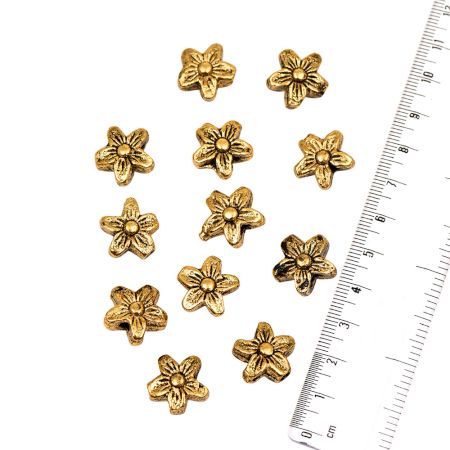 Handmade Golden Loose Flower Spacer Aluminum Metal  Loose JewelryÂ Beads (12 in Pack)