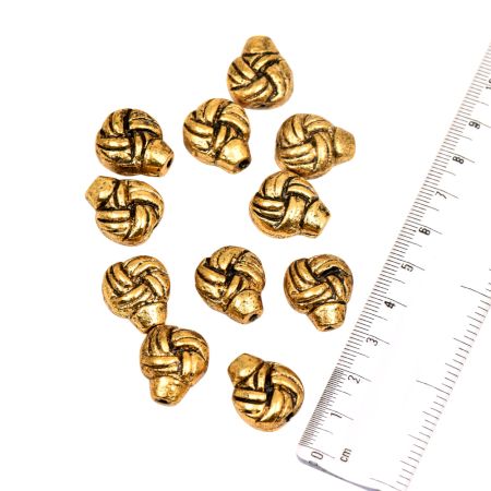 Handmade Loose Golden Twisted Knot Spacer Aluminum Metal  Loose JewelryÂ Beads (12 in Pack)