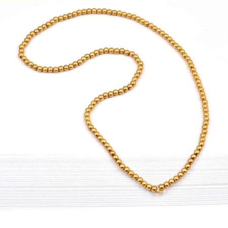 Fashion Jewelry Beads Gold Ball Plated Brass Chain for Women And Girls (12 in Pack)
