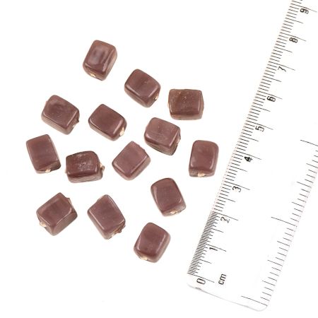 Plum Opaque Square Shaped Loose Glass Beads For Making Jeweley (12 in Pack)