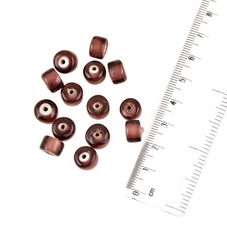 Brown Transparent Round Loose Glass Beads For Jewelry Making (12 in Pack)