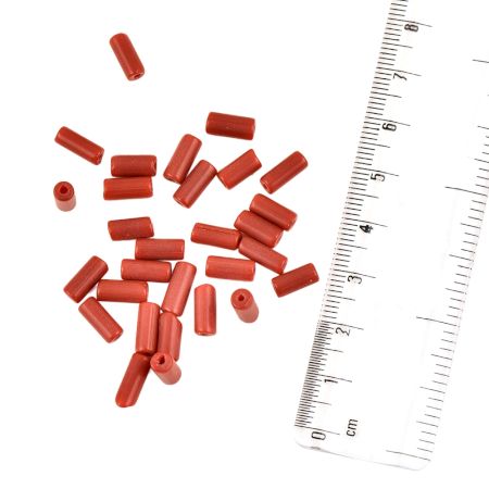 Indian Red Cylinder Shape Loose Glass Beads For Making Jewelry (12 in Pack)