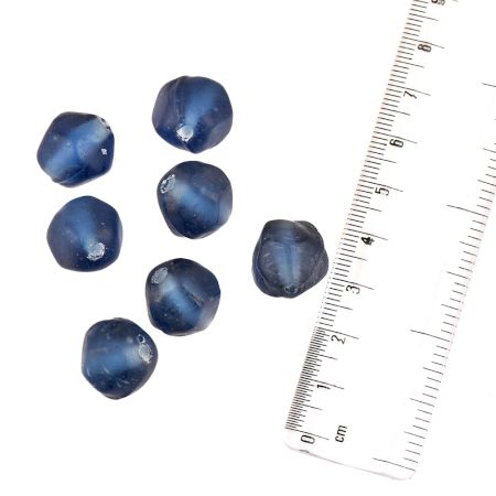 Prussian Blue Round Nuggets Loose Glass Beads For Making Jewelry (12 in Pack)