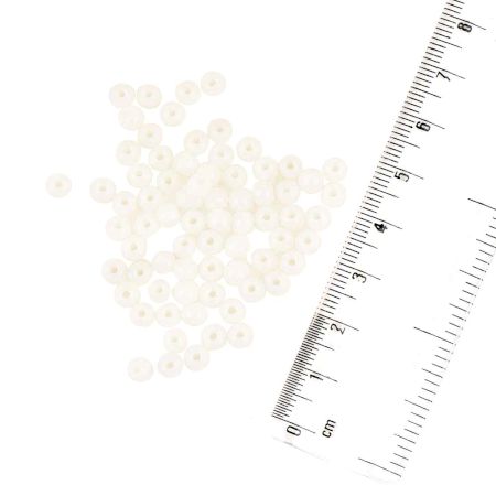 Opaque HandPainted White Loose Glass Round Rondella Beads For Making Jewelry (12 in Pack)