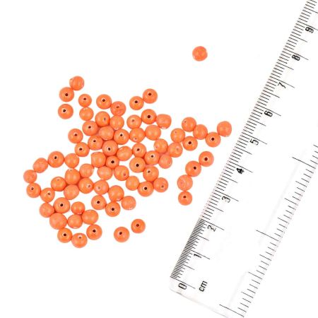 Orange Hand Pinted Orange Round Loose Glass Beads For Making Jewelry (12 in Pack)