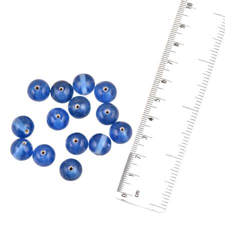 Handmade Blue Round DIY Jewelry Accessories Beaded Loose Beads (12 in Pack)
