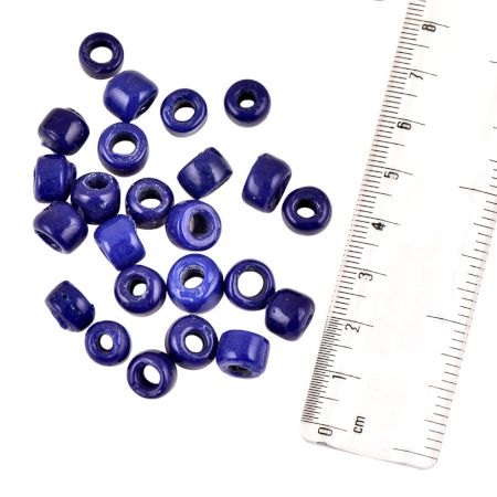 Blue Glass Cylinder Donut BeadsÂ Loose Beads DIY Jewelry Accessories (12 in Pack)