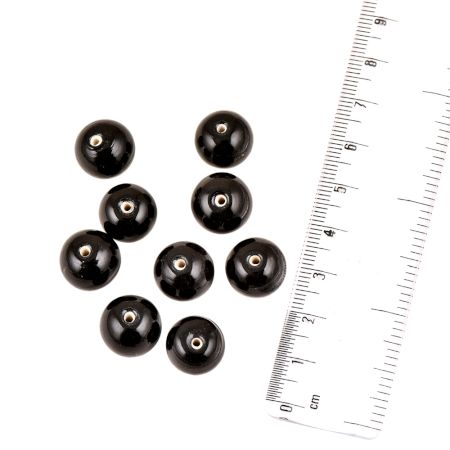Black Glass Round Spacer Loose Beads DIY Jewelry Making Wholesale (12 in Pack)