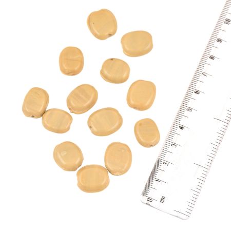 Handmade Beige Coin Shaped Glass Loose Beads For Jewelry Making Wholesale (12 in Pack)