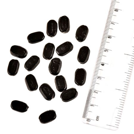 Black Glass Flat Oval Spacer Loose Beads DIY Jewelry Making Wholesale (12 in Pack)