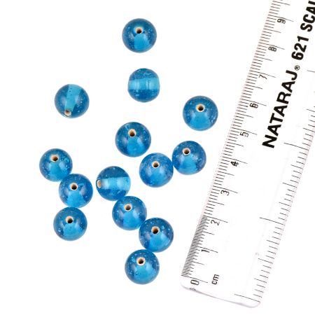 Blue Glass Pearl Round Spacer Loose Beads DIY Jewelry Making Wholesale (12 in Pack)