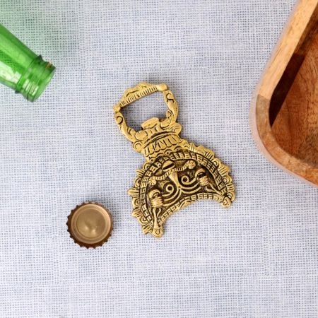 Brass Bottle Opener Tribal Mask