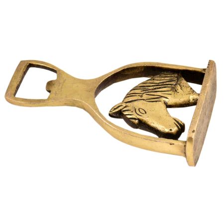 Brass Bottle Opener Horse Saddle Stirrup Horse Head In Center
