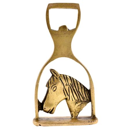 Brass Bottle Opener Horse Saddle Stirrup Horse Head In Center