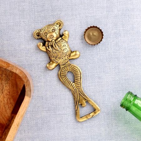 Brass Teddy Bear Bottle Opener