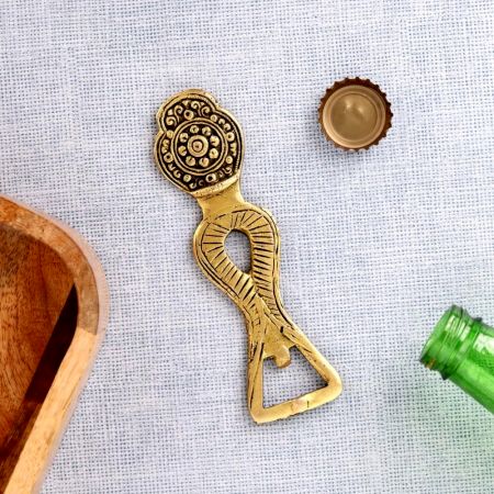 Traditional Brass Bottle Opener Engraved Floral Design