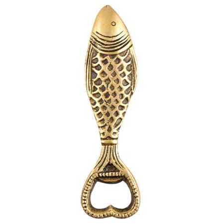 Brass Fish Bottle Opener Tribal Design