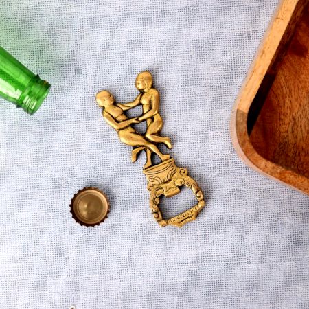 Brass Bottle Opener With Two Dancing Girls Statue
