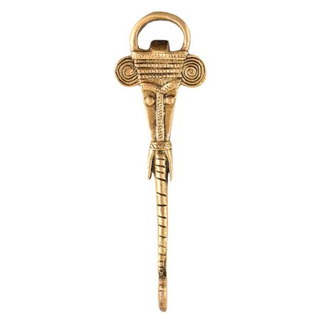Brass Bottle Opener With Tribal Elephant Face