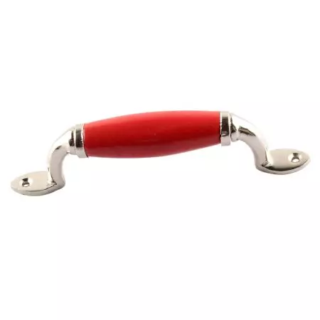 Red Small Ceramic Silver Door Handles