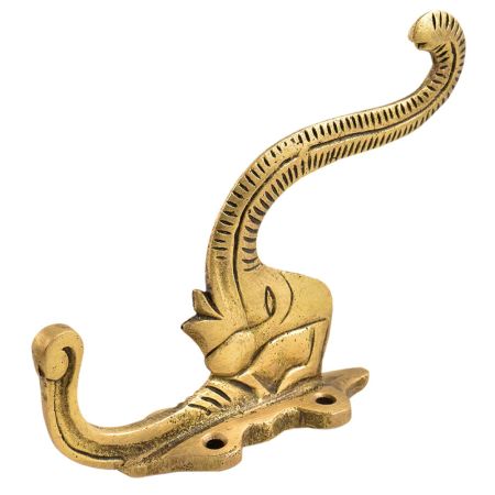 Handmade Brass Artistic Elephant Head Trunk Wall Hooks Hanger