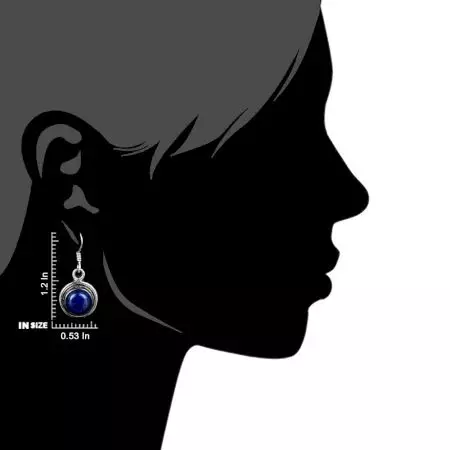 92.5 Sterling Silver Earrings Round  Lapis Lazuli Statement Earrings