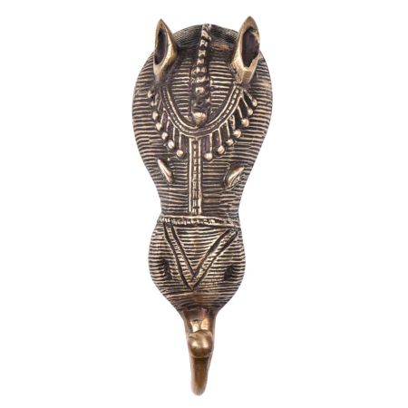Brass Tribal Face With Small Ears And Ornaments