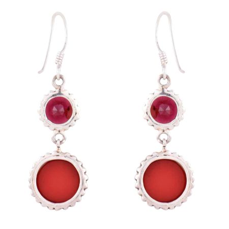 925 Sterling Silver Earrings Purple Amethyst & Carnelian Earrings
