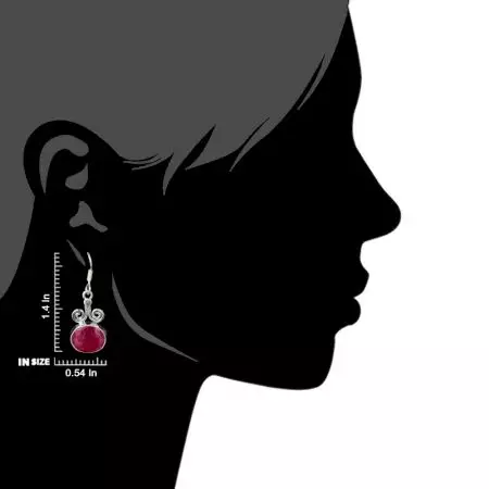 92.5 Sterling Silver Earrings Spinel Engraved Horned Hook Earrings