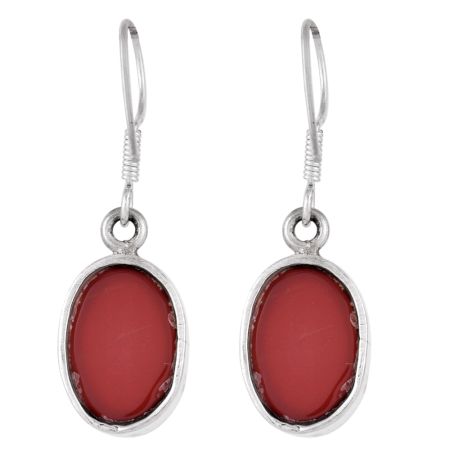 92.5 Sterling Silver Earrings Single Oval Earrings